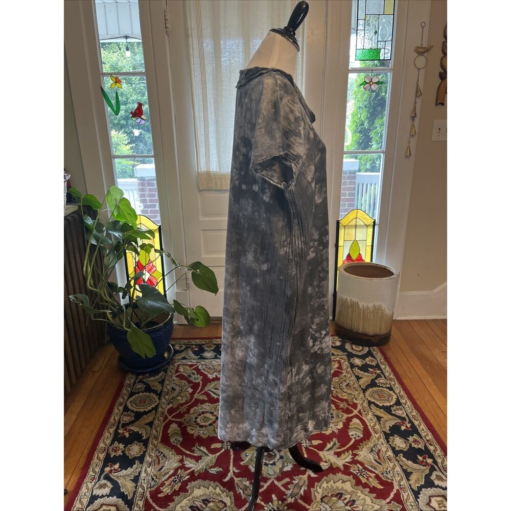 Oh My Gauze Dress 2 L/XL Black Blue Gray Tie Dye Boho Hippie Lagenlook Maxi - Picture 6 of 13